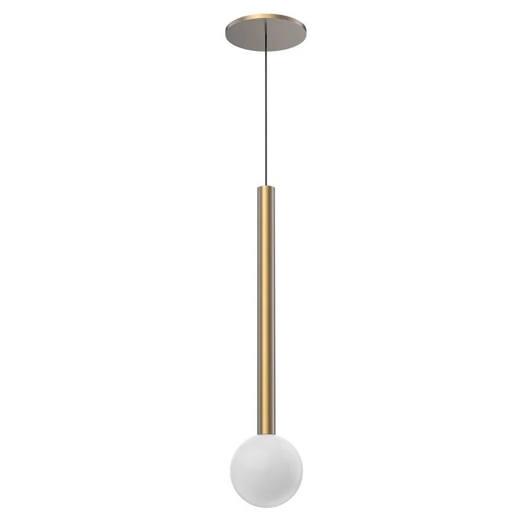 Elixir Mini Globe LED Pendant in Brushed Gold with Opal Glass