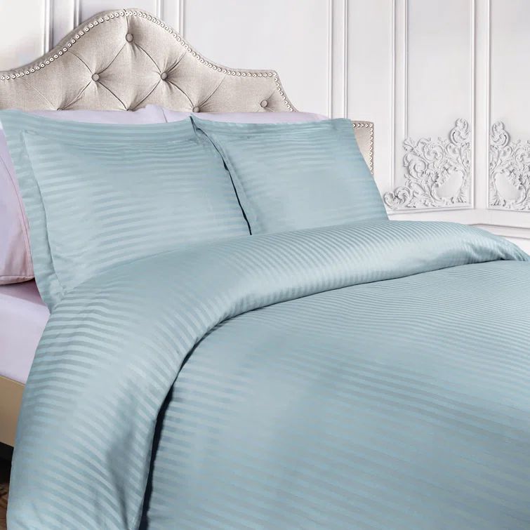 Light Blue Egyptian Cotton King/California King Duvet Cover Set