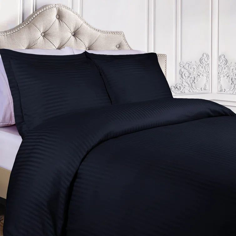 Navy Blue Full/Queen Egyptian Cotton Duvet Cover Set