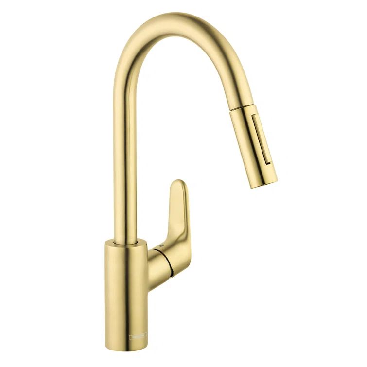 Brushed Gold Stainless Steel Pull-Down Kitchen Faucet