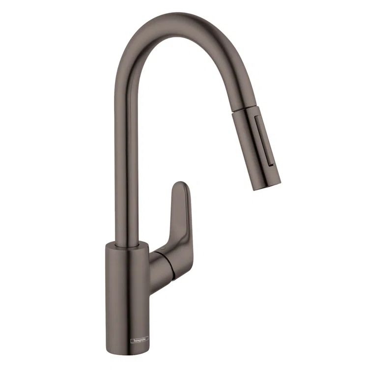 High Arc Black Chrome Kitchen Faucet with Pull-out Spray