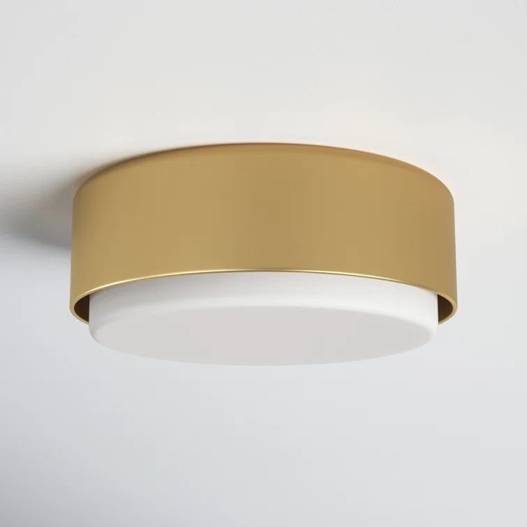Cedric Lacquered Brass 12" Flush Mount with Etched Opal Glass