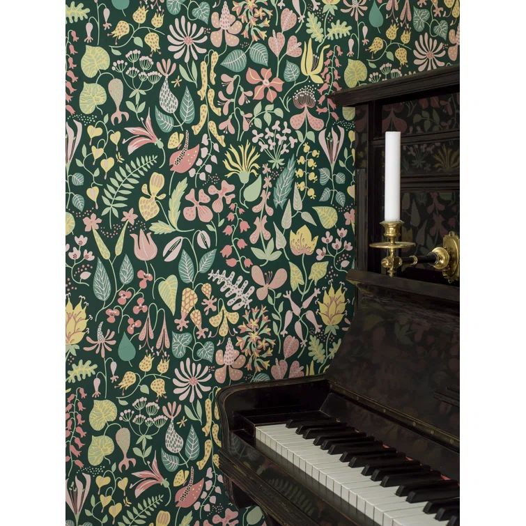 Light Green Botanical Non-Pasted Wallpaper