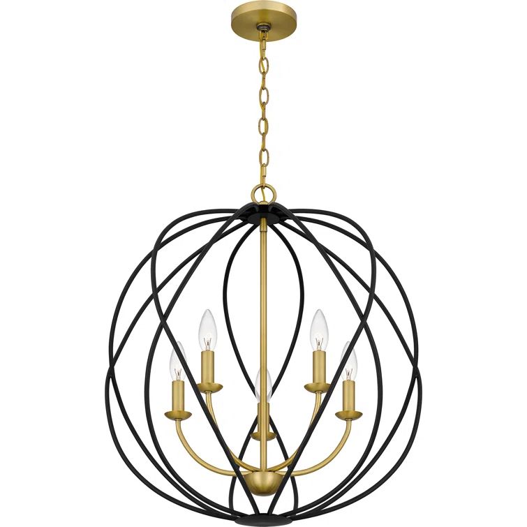 Bryn Aged Brass Globe Pendant with Open Framework Design