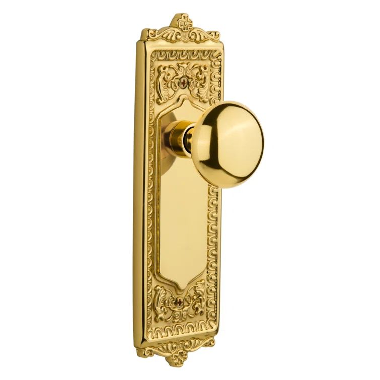 Polished Brass Egg & Dart Plate with New York Door Knob