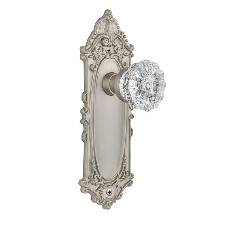 Victorian Satin Nickel Plate with Crystal Glass Door Knob