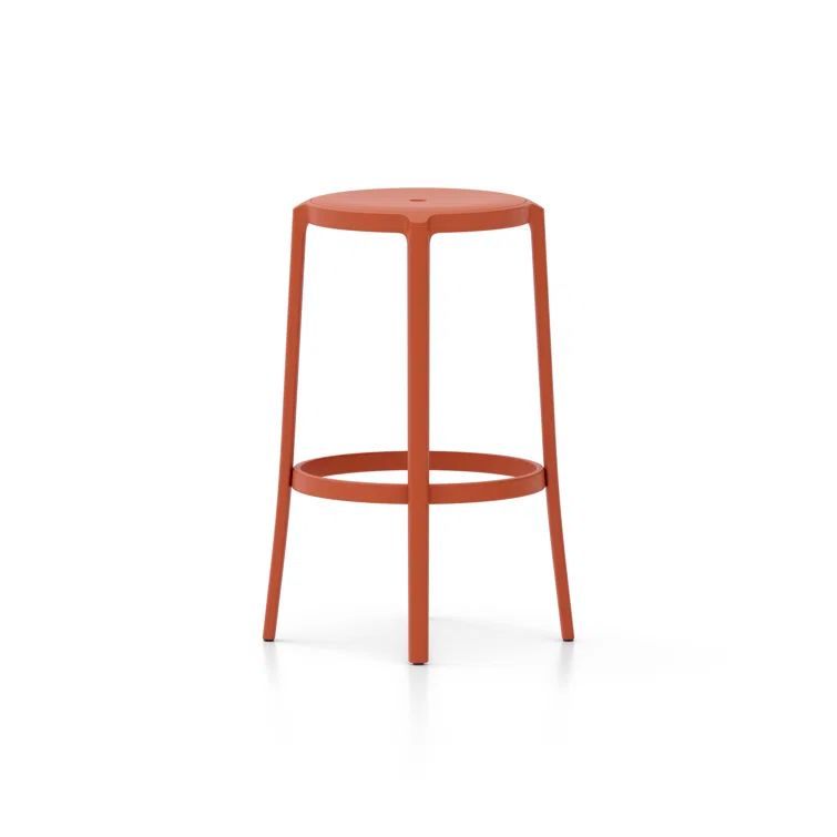 Eco-Friendly Orange Recycled PET Metal Barstool, 24.75'' Height