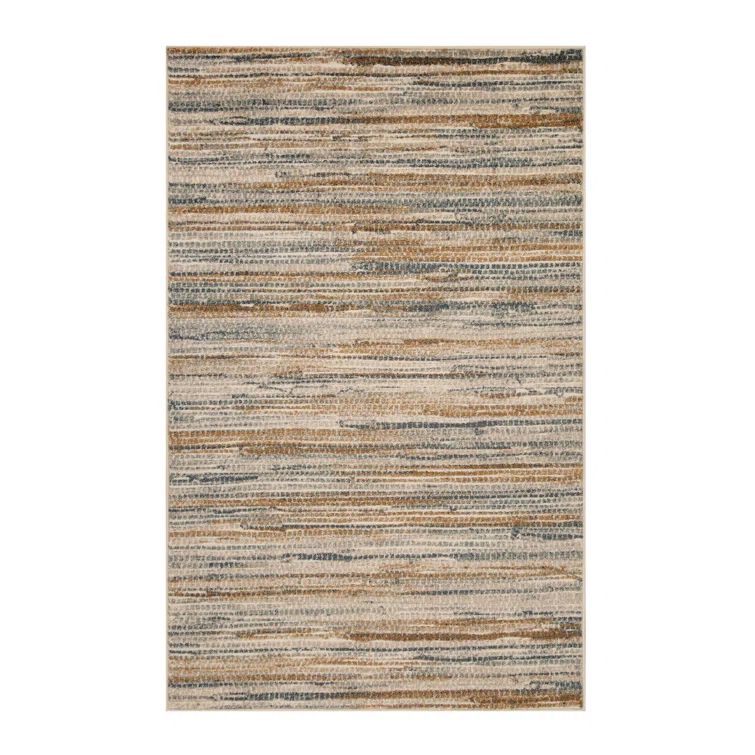 Pastel Gold Stripe Luxe 4'x6' Polypropylene Area Rug