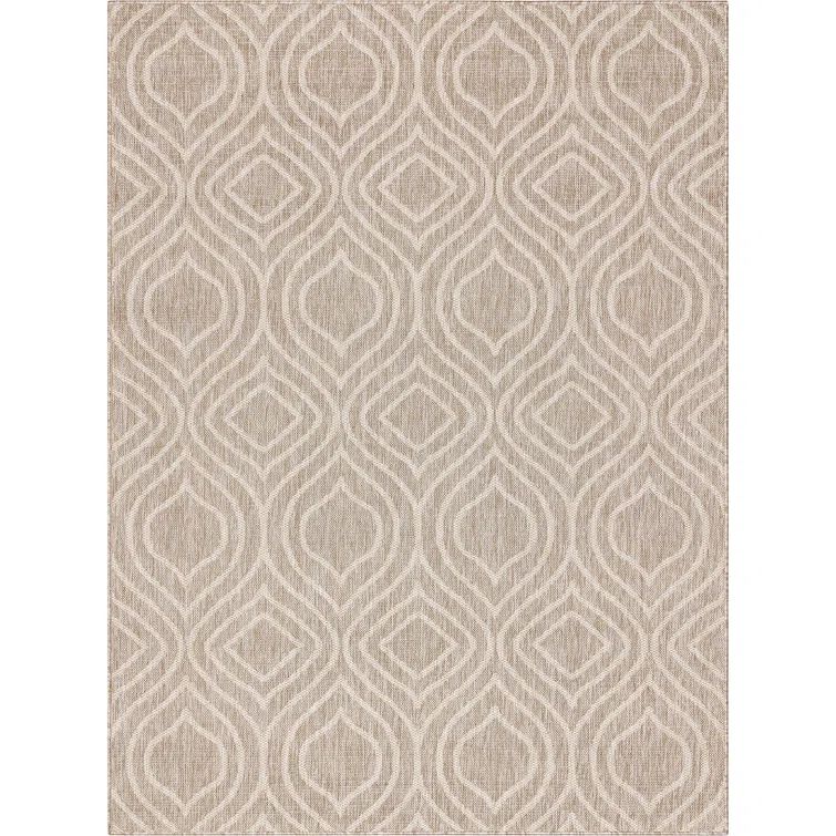Coastal Cabin Beige Synthetic 8' x 10' Flat Woven Area Rug