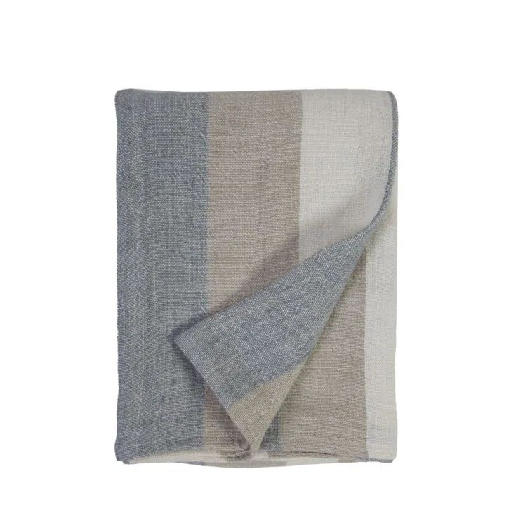 Monterey Ocean and Natural Linen King Blanket