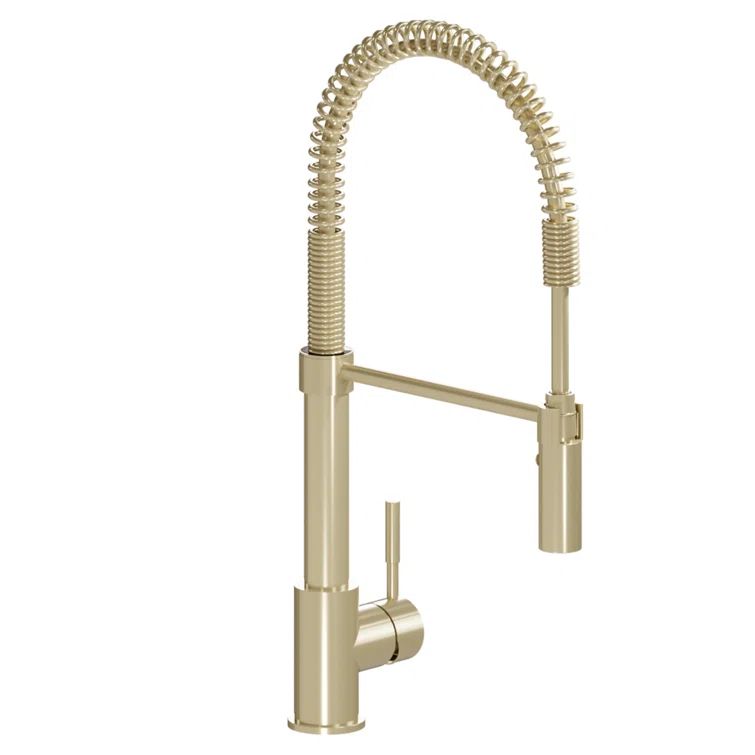 Champagne Bronze Spring-Loaded Kitchen Faucet with Spray Wand