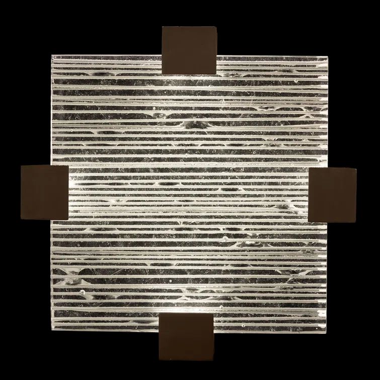 Terra Modern Bronze LED Indoor/Outdoor Flush Mount with Rake Cast Glass