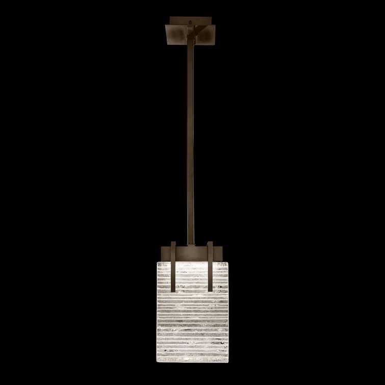Zenith Mini Bronze LED Pendant with Rake Cast Glass 3000K