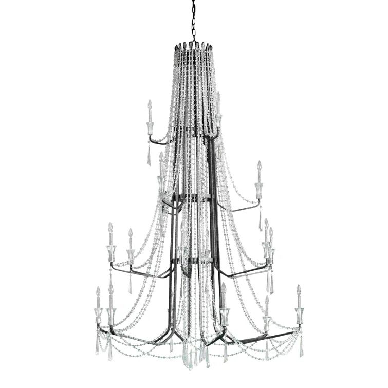 Barcelona Onyx Finish 18-Light Classic Crystal Chandelier
