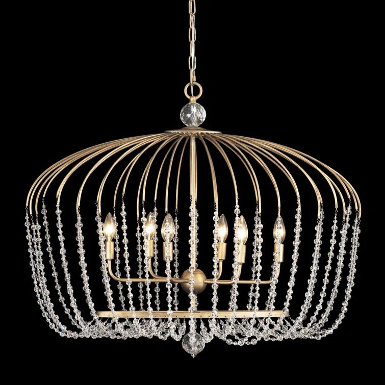 Havana Gold Crystal Oval Pendant Light with Incandescent Bulbs