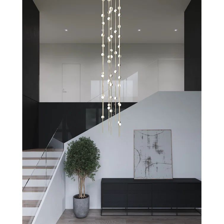 Andromeda Slim LED Pendant in Satin Nickel with Clear Crystal
