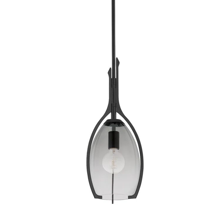 Pacifica Forged Iron and Smoke Glass Pendant Light