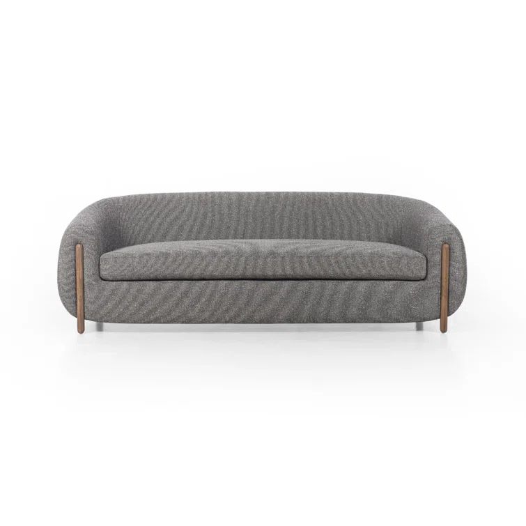 Gray Fabric Contemporary Stationary Sofa with Solid Wood Legs
