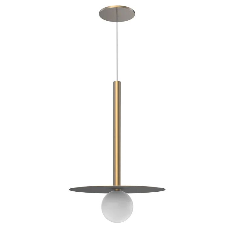 Elixir Brushed Gold LED Pendant Light with Glass Shade