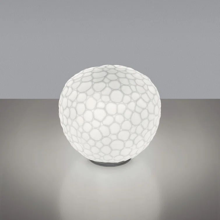 Meteorite 13.75'' White Hand-Blown Glass Table Lamp