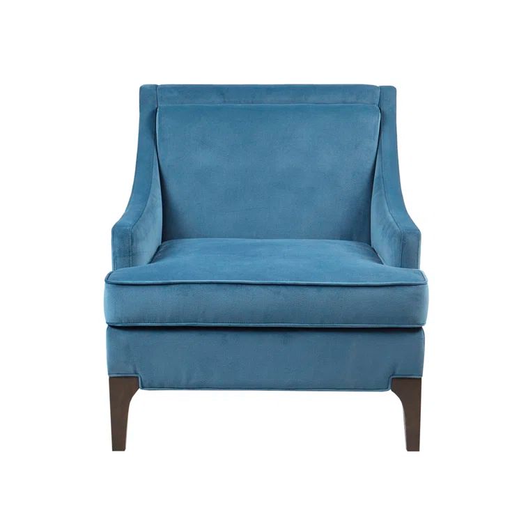 Anna Blue Velvet Club Accent Chair with Tapered Legs