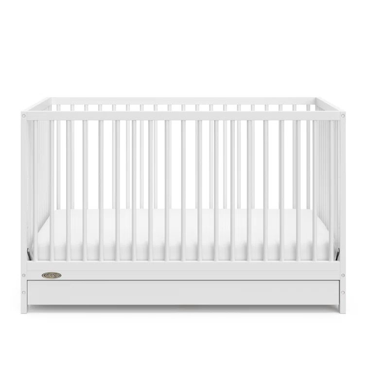 White Pine Wood 5-in-1 Convertible Crib with Drawer