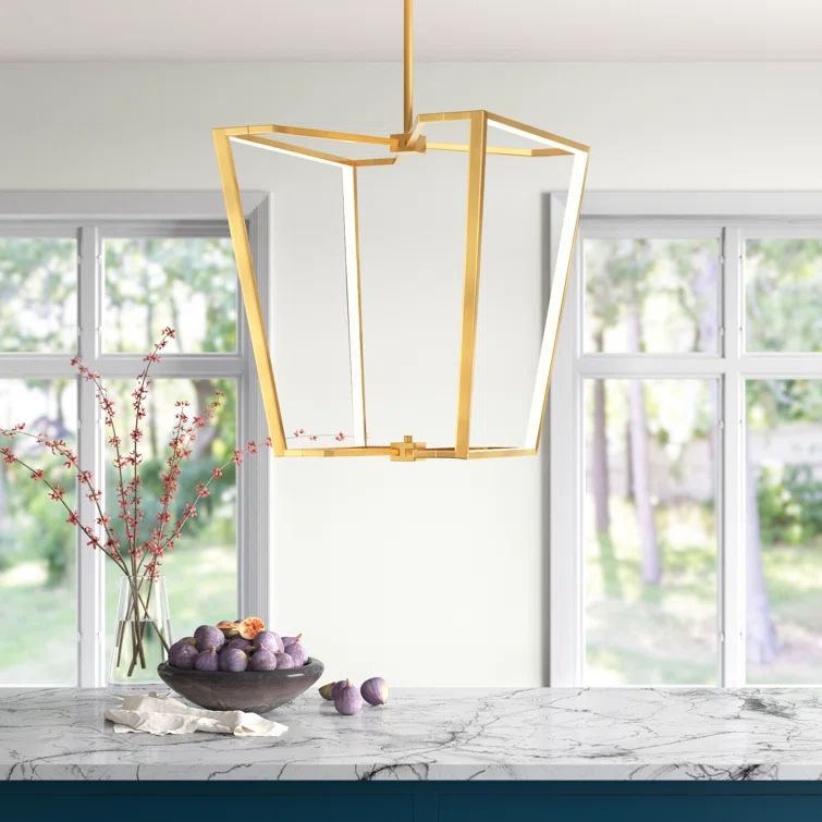 Modern Black Brass 20'' Drum LED Chandelier with Ambient Lighting
