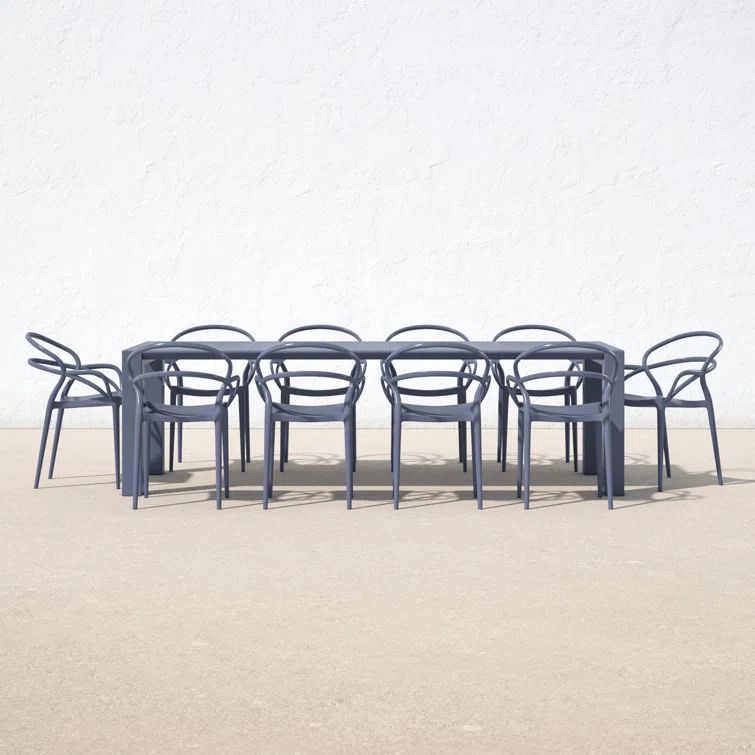Mila Dark Gray Extendable 11-Piece Outdoor Dining Set