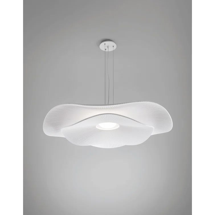 White Aluminum LED Pendant Light with Translucent Ribbon Shade