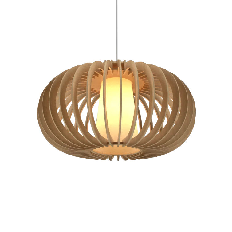 Maple Wood Geometric Pendant Light with LED
