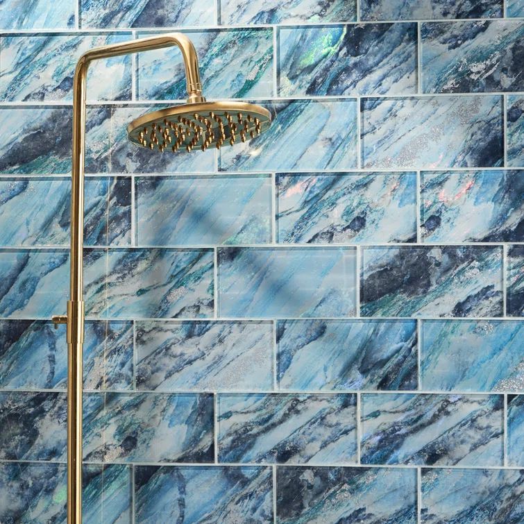 Sapphire Blue Polished Glass Wall Tile for Bathroom and Kitchen