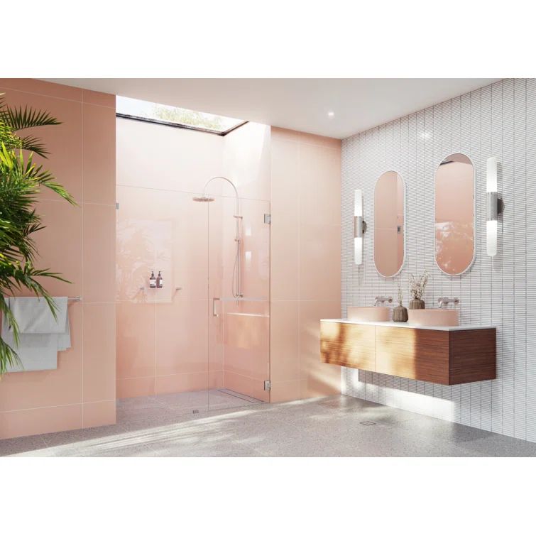 78" Frameless Glass Shower Door with Brushed Nickel Hardware