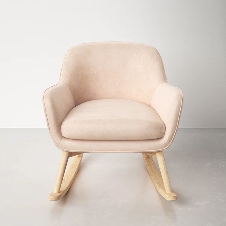 Enchant Pink Velvet Quinley Mid-Mod Rocking Chair