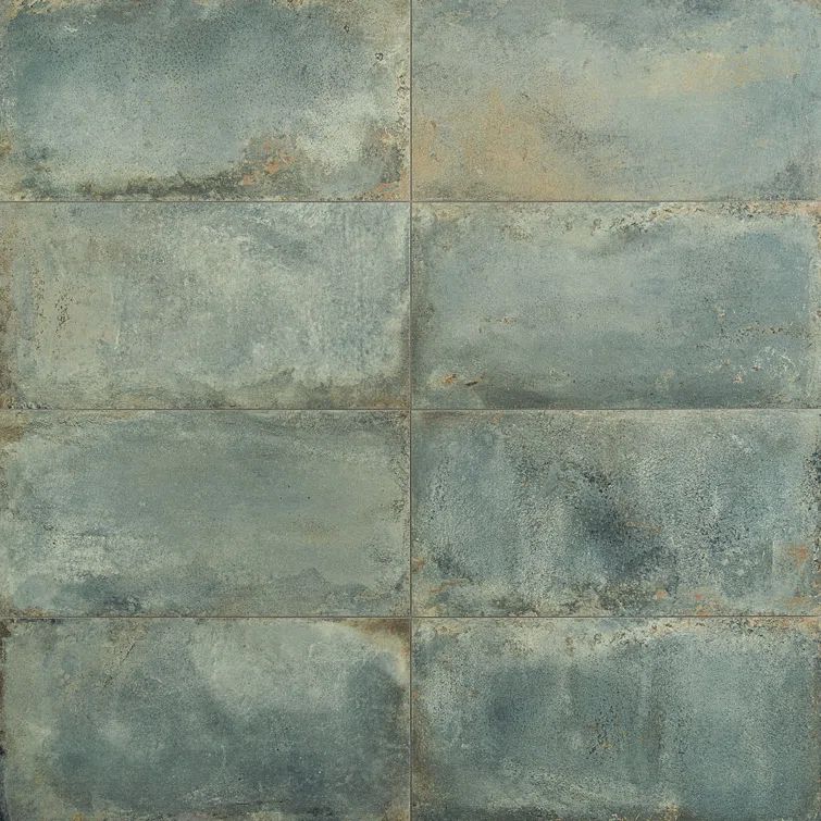 Large Aquamarine Matte Porcelain Cement Look Wall & Floor Tile