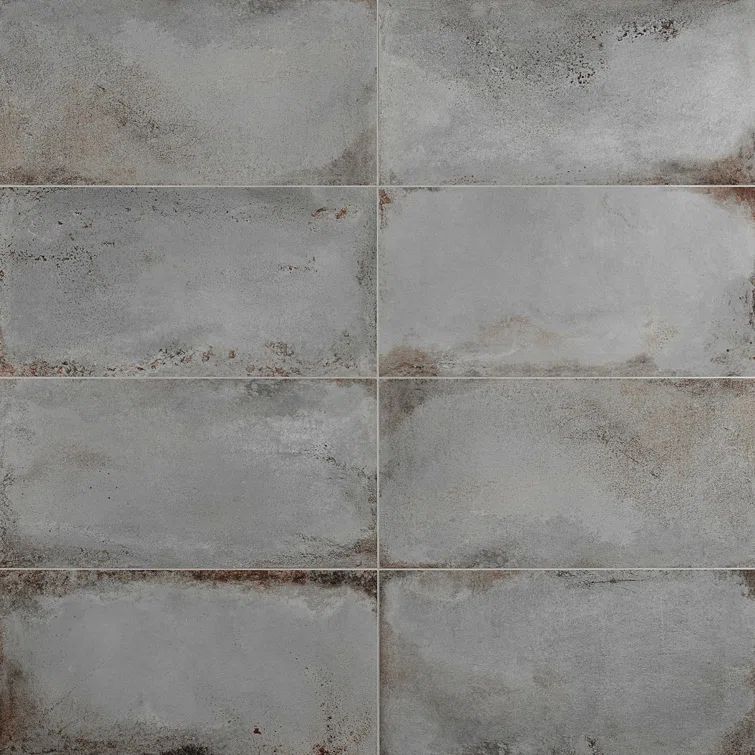 Large Gray Matte Porcelain Wall and Floor Tile