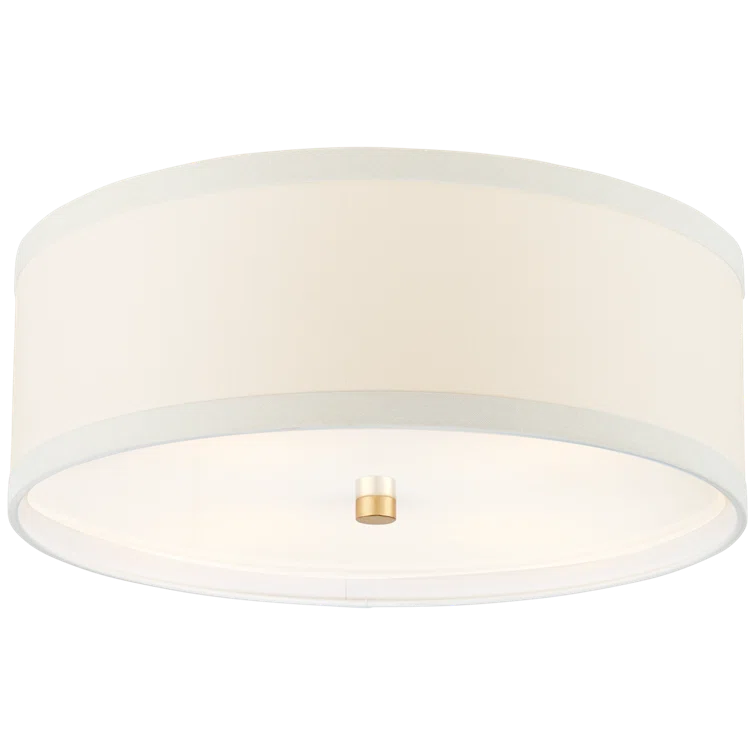 Preppy Gild Drum Ceiling Light with Cream Linen Shade