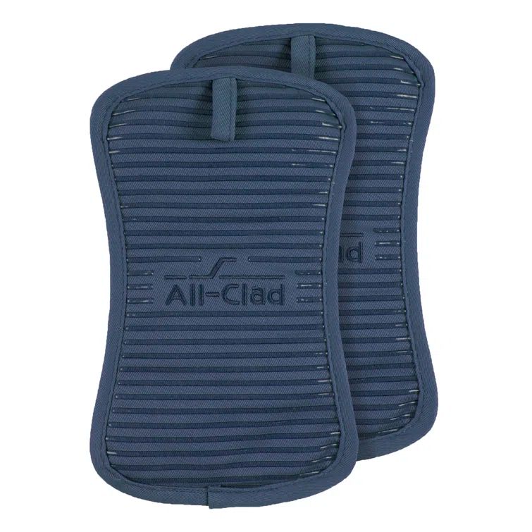 Indigo Silicone and Cotton Twill Pot Holder Set