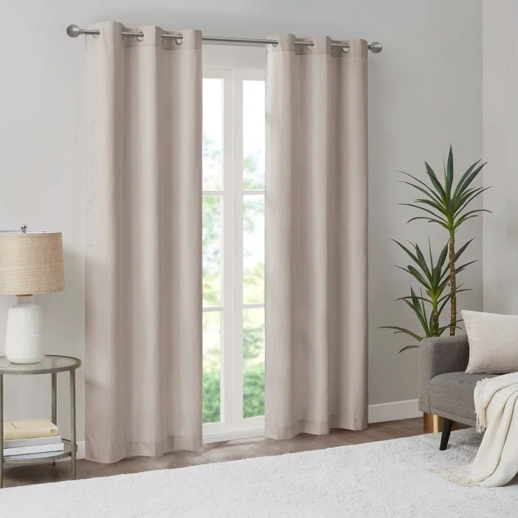 Taupe Basketweave Blackout Outdoor Curtain Panel Pair