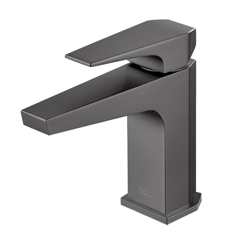 Gunmetal Gray Single-Handle Brass Bathroom Faucet