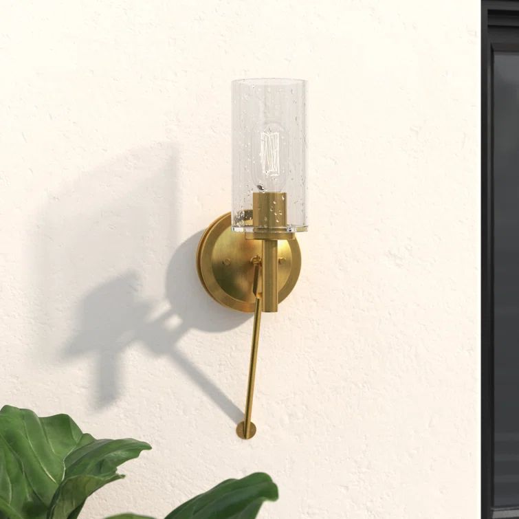 Heritage Brass Dimmable Wall Sconce with Clear Seedy Glass