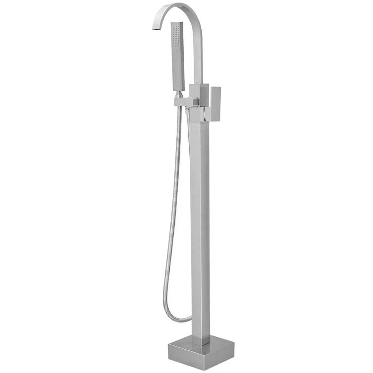 Brushed Nickel Single Handle Freestanding Tub Faucet with Hand Shower