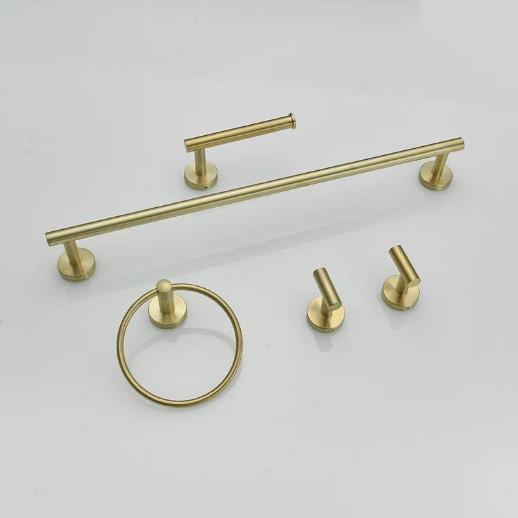 Brushed Gold 5-Piece Stainless Steel Bathroom Hardware Set