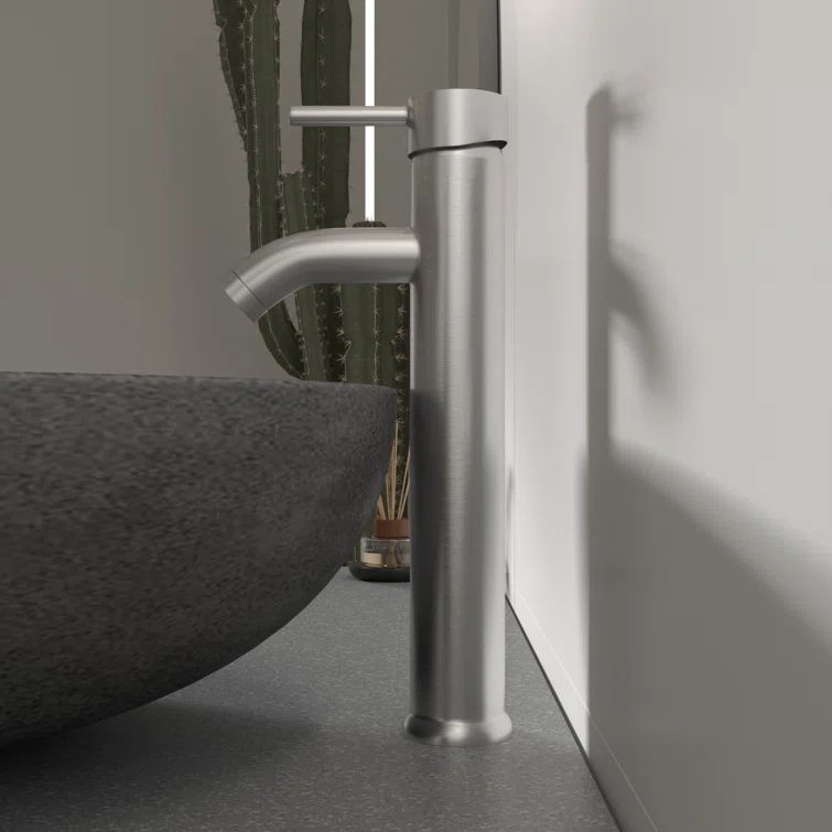 Brushed Nickel Tall Single Handle Vessel Sink Faucet