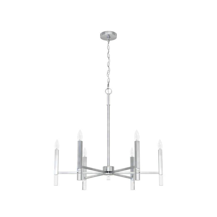 Sunjai 30" Elegant Nickel & Crystal 6-Light Modern Chandelier
