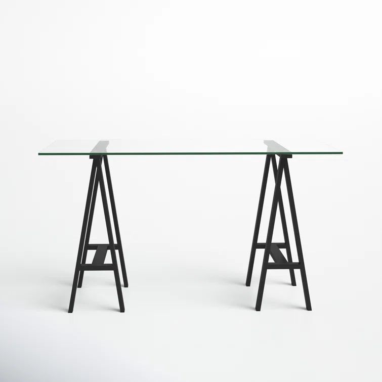 Aero Modern Black Tempered Glass 55" Writing Desk