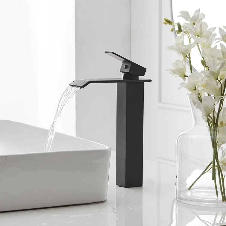 Matte Black Stainless Steel Single Handle Vessel Sink Faucet