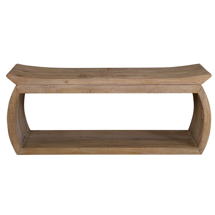 Connor Reclaimed Elm Wood Coastal Bench with Storage