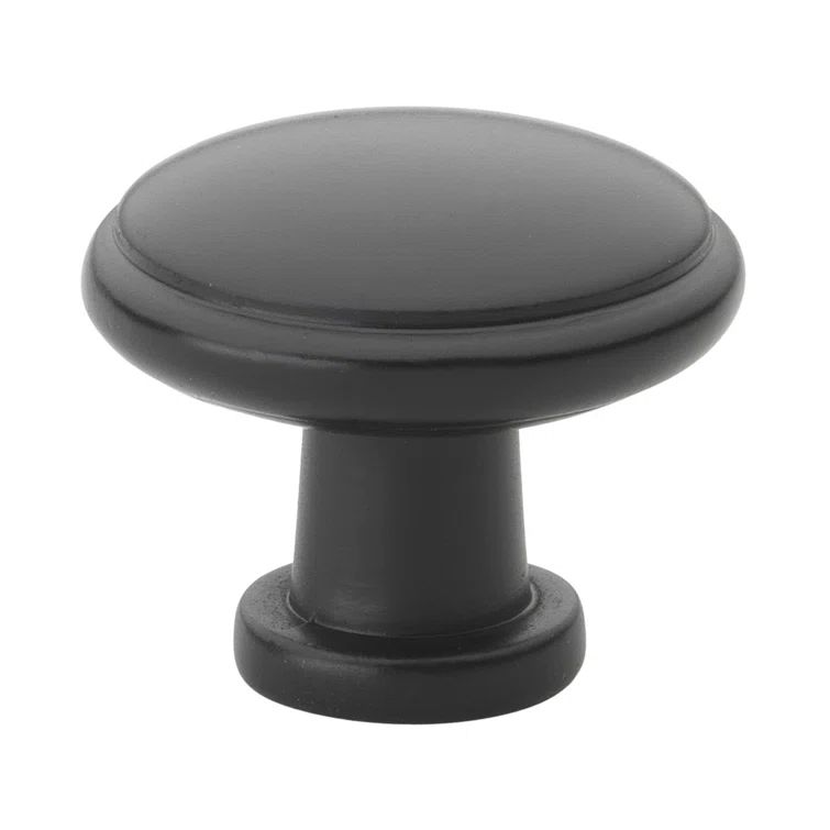 Matte Black Round Mushroom Cabinet Knob with Mounting Hardware