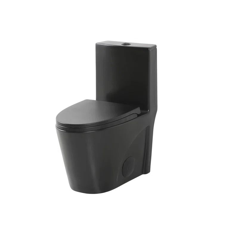 Matte Black High Efficiency Dual-Flush Elongated One-Piece Toilet
