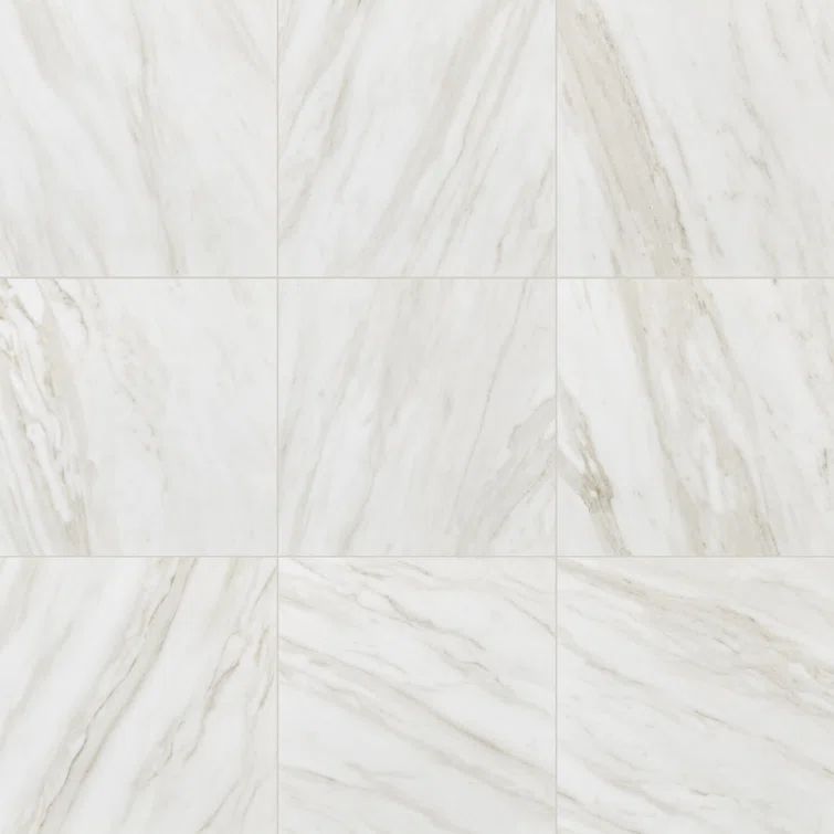 Timeless White 12" x 12" Polished Porcelain Marble Look Tile